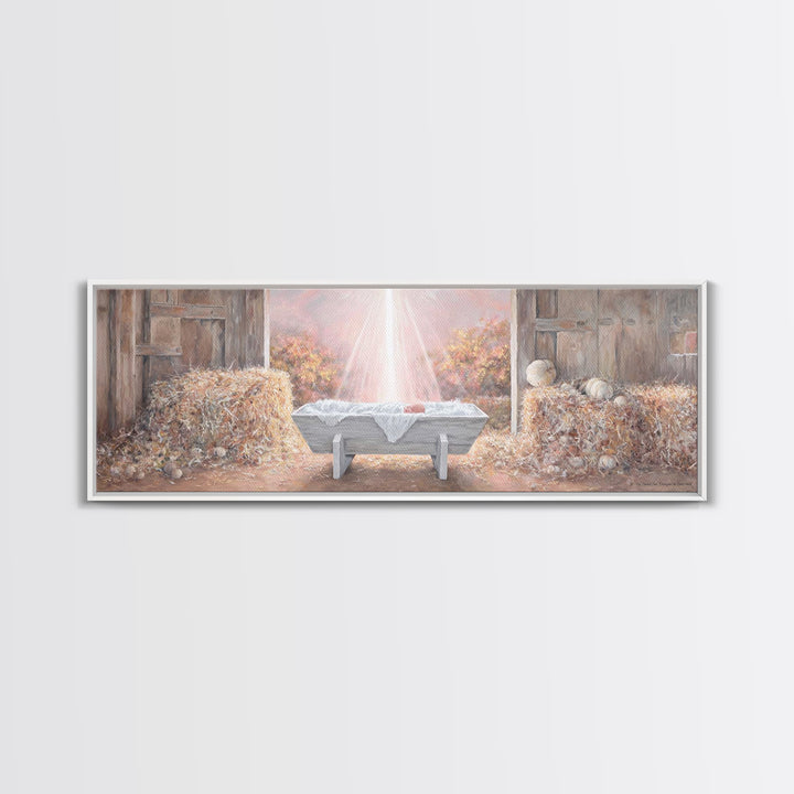 Barn Of Glory – Framed Canvas Print – Panoramic Art – Christian Christmas Art – Christian Wall Art – Christian Art Canvas – Modern Christia