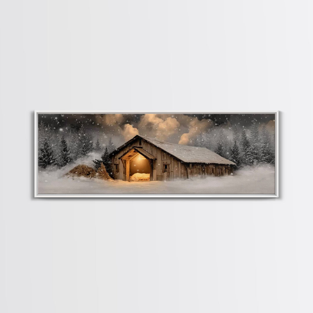 Bethlehem Evening – Framed Canvas Print – Panoramic Frame – Christian Christmas Art – Christian Wall Art – Christian Art Canvas – Christmas