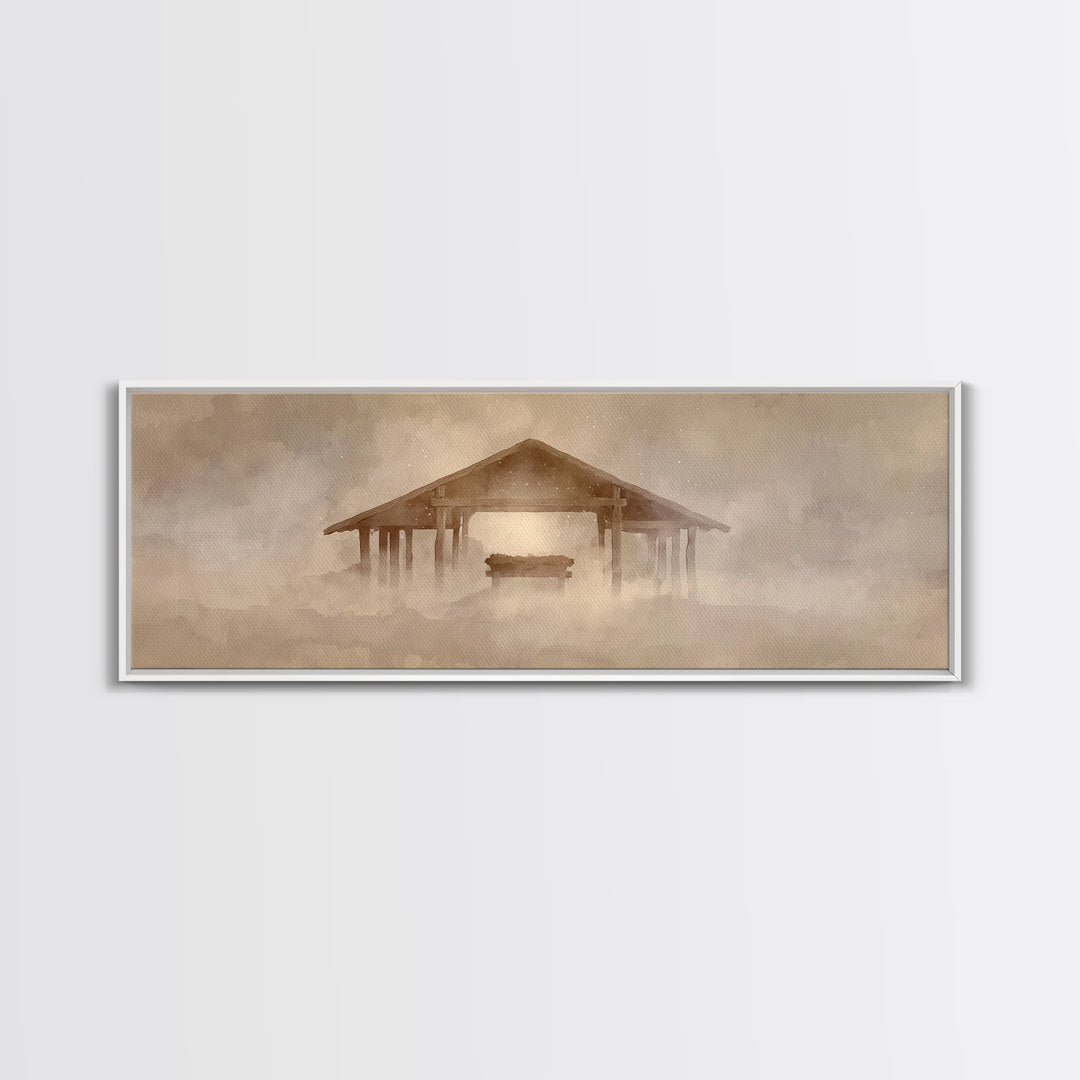 Silent Winter Star, Framed Canvas Print, Panoramic Art, Christian Art Canvas, Christian Christmas Art, Christmas Wall Art, Christian Wall A