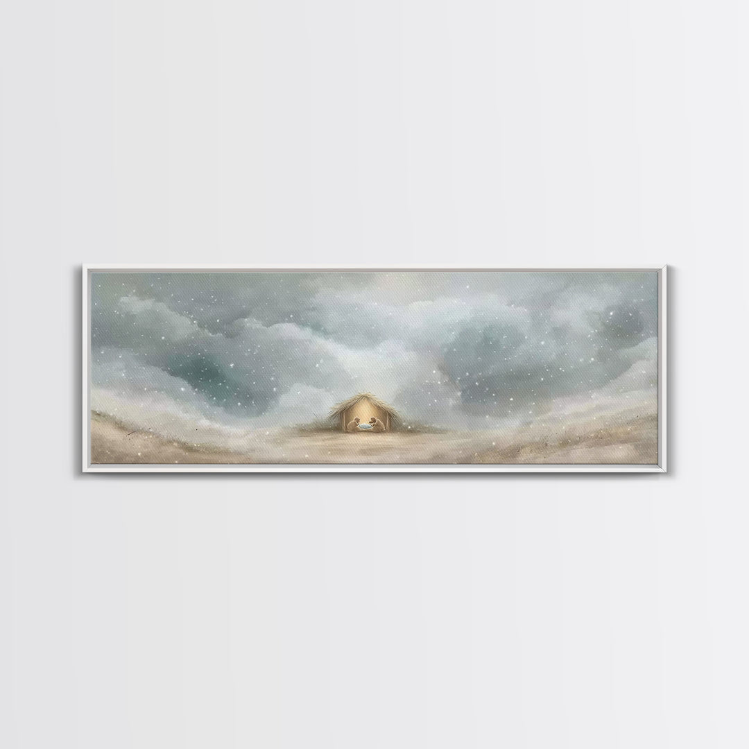 Cave Of Dawn – Framed Canvas Print – Panoramic Painting – Christian Art Canvas – Christmas Art – Christian Wall Art – Christian Christmas D