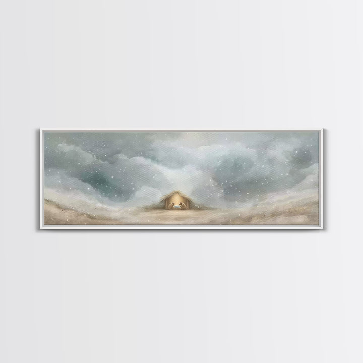 Cave Of Dawn – Framed Canvas Print – Panoramic Painting – Christian Art Canvas – Christmas Art – Christian Wall Art – Christian Christmas D