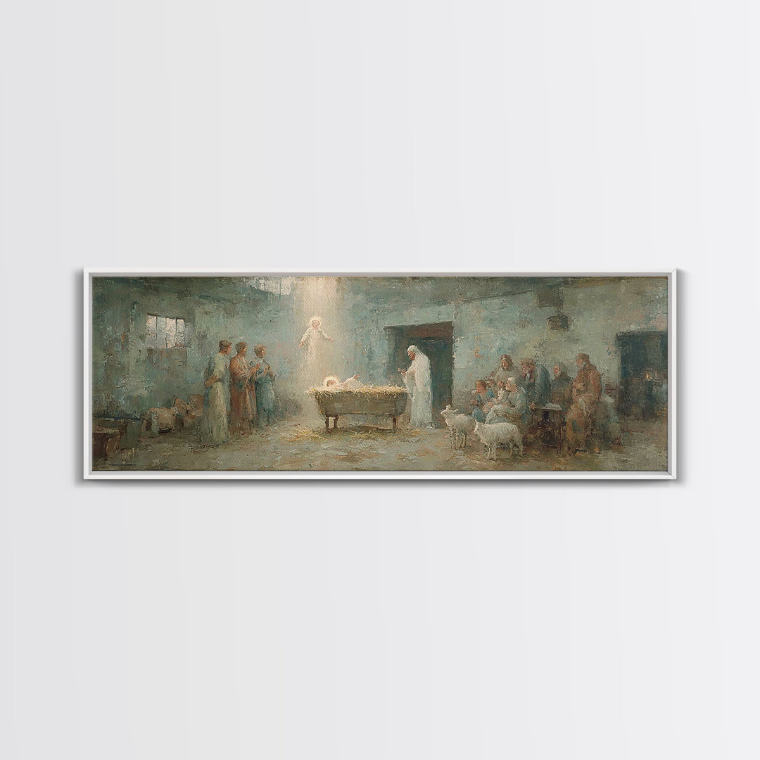 Heaven’s First Hour | Framed Canvas Print | Panoramic Print | Christian Wall Art | Christian Art Canvas | Christian Christmas Art | Christi