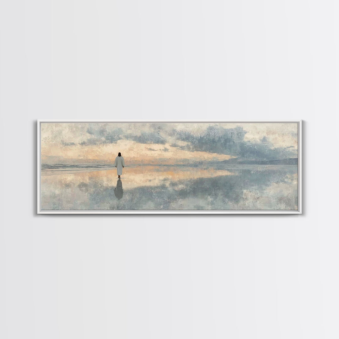 Hope On The Waters, Framed Canvas Print, Panoramic Wall Art, Christian Art Canvas, Jesus Painting, Modern Christian Art, Christian Decorati
