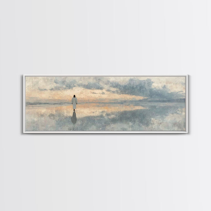 Hope On The Waters, Framed Canvas Print, Panoramic Wall Art, Christian Art Canvas, Jesus Painting, Modern Christian Art, Christian Decorati