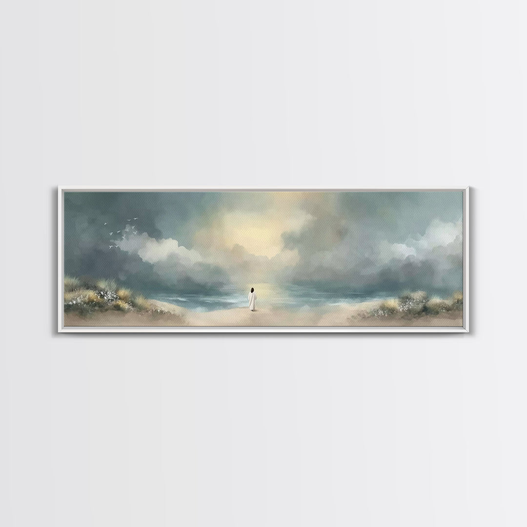 Steps Of Grace | Framed Canvas Print | Panoramic Frame | Christian Art Canvas | Christian Wall Art | Modern Christian Painting | Jesus Art