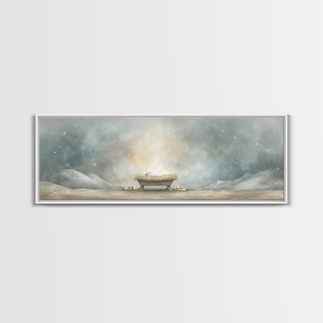 Holy Night Peace | Framed Canvas Print | Christian Art Canvas | Christmas Wall Art | Christian Art | Panoramic Print | Christian Christmas