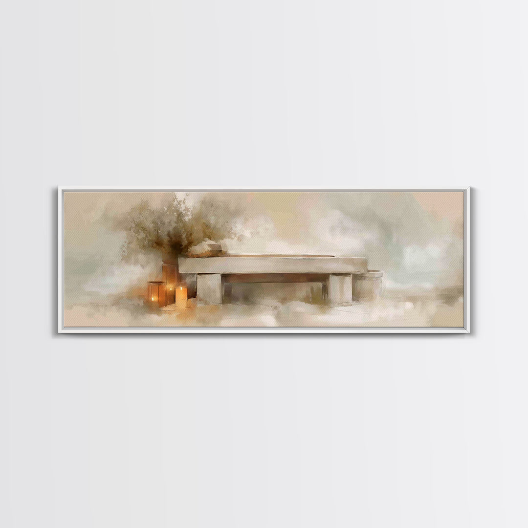 Candlelit Nativity Calm, Framed Canvas Print, Christian Wall Art, Christian Christmas, Christmas Art Prints, Panoramic Art, Christian Art C