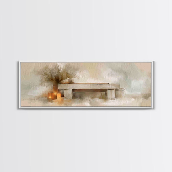 Candlelit Nativity Calm, Framed Canvas Print, Christian Wall Art, Christian Christmas, Christmas Art Prints, Panoramic Art, Christian Art C
