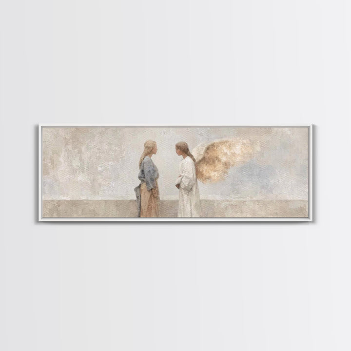 Radiant Angel Whisper – Framed Canvas Print – Christian Art Canvas – Panoramic Art – Christian Wall Art – Christmas Art – Christian Christm