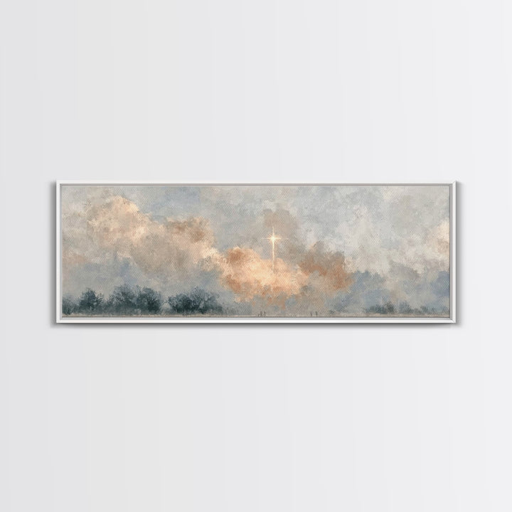 Guiding Dawn Star, Framed Canvas Print, Christian Wall Art, Panoramic Art, Jesus Painting, Christmas Art, Christian Art Canvas