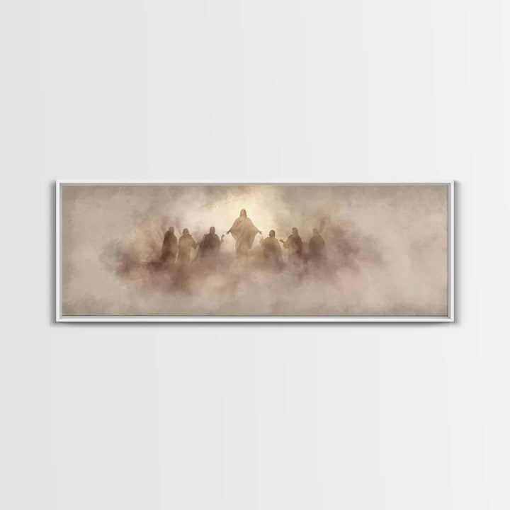Risen Light Gathering, Framed Canvas Print, Panoramic Frame, Christian Art, Christian Art Canvas, Jesus Painting, Christian Painting, Chris