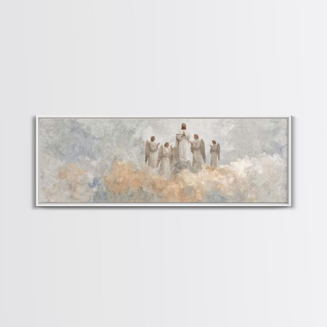Heaven’s Exalted Praise – Framed Canvas Print – Panoramic Art – Christian Wall Art – Christian Painting – Christian Art Canvas – Jesus Art