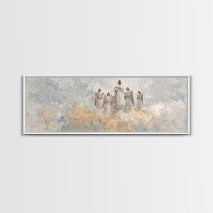 Heaven’s Exalted Praise – Framed Canvas Print – Panoramic Art – Christian Wall Art – Christian Painting – Christian Art Canvas – Jesus Art
