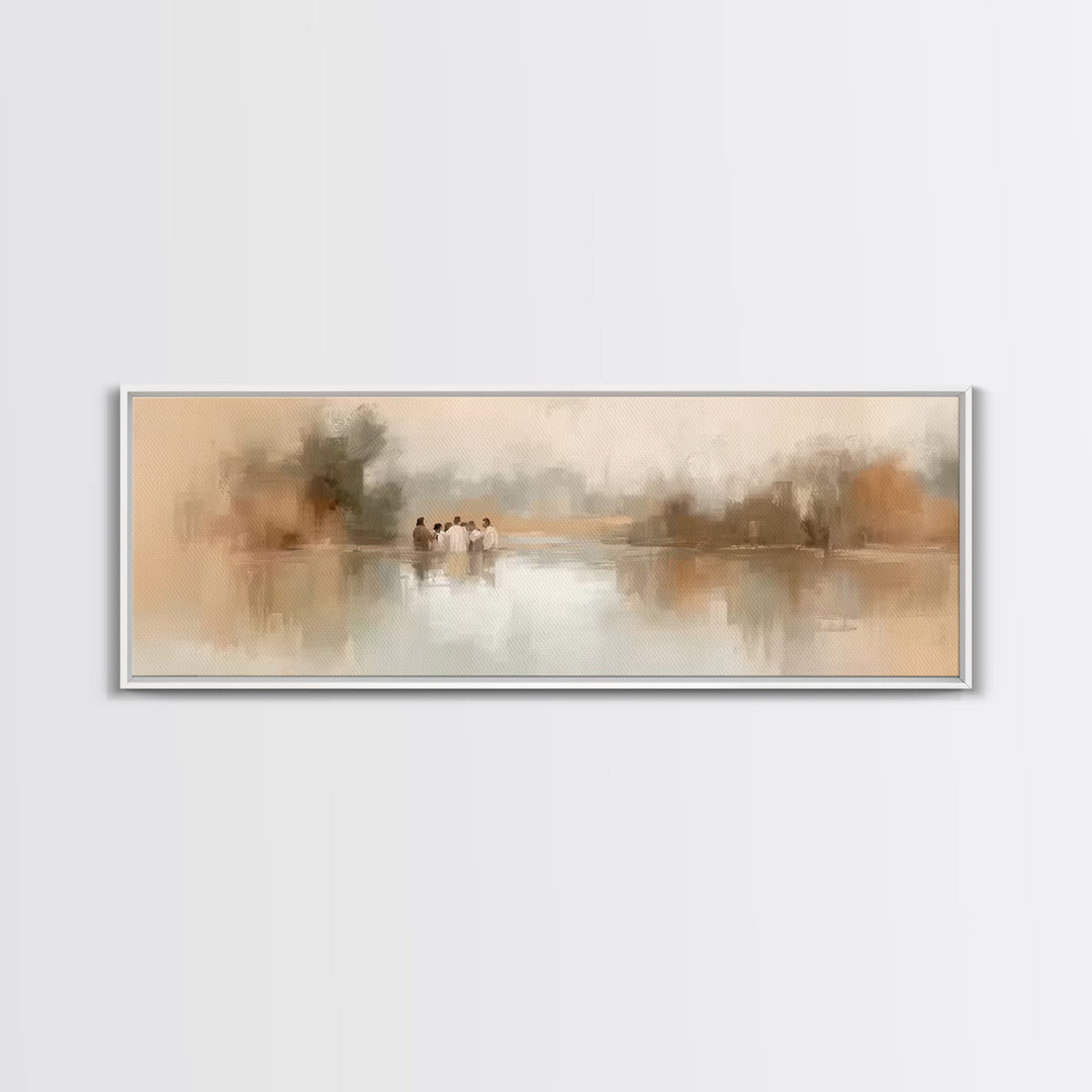 Morning Reverence – Framed Canvas Print – Christian Art Canvas – Jesus Painting – Panoramic Wall Art – Christian Christmas – Vintage Christ