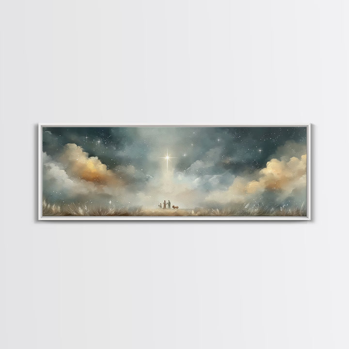 Star Of Messiah | Framed Canvas Print | Christian Christmas Art | Panoramic Painting | Christian Art Canvas | Jesus Painting | Christian Wa