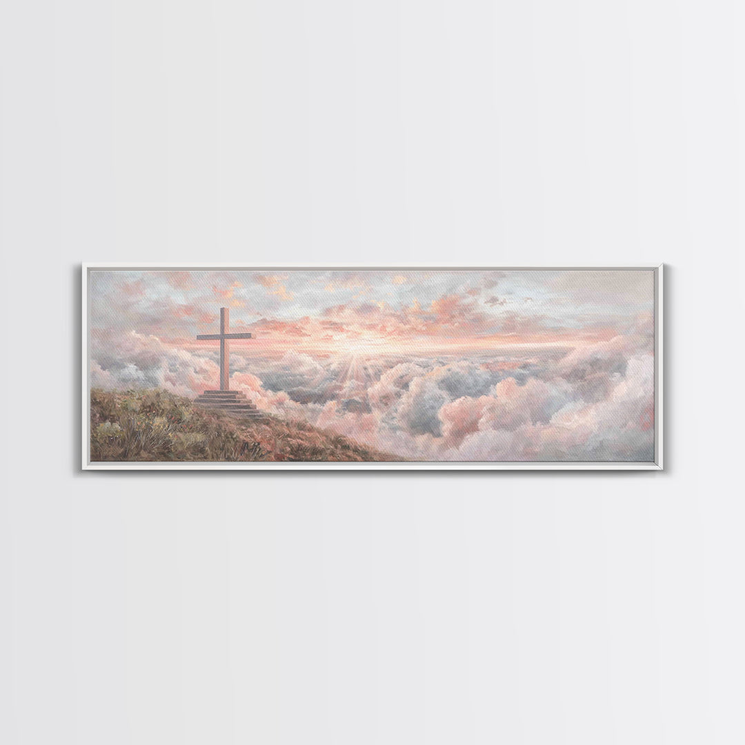 Cloudrise Redemption – Framed Canvas Print – Christian Wall Art – Christian Art Canvas – Panoramic Art – Christian Gift