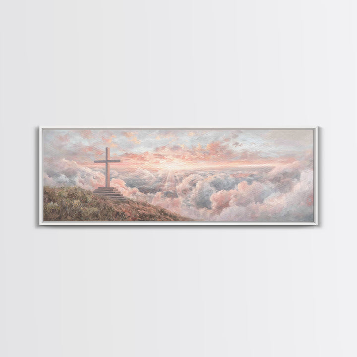 Cloudrise Redemption – Framed Canvas Print – Christian Wall Art – Christian Art Canvas – Panoramic Art – Christian Gift