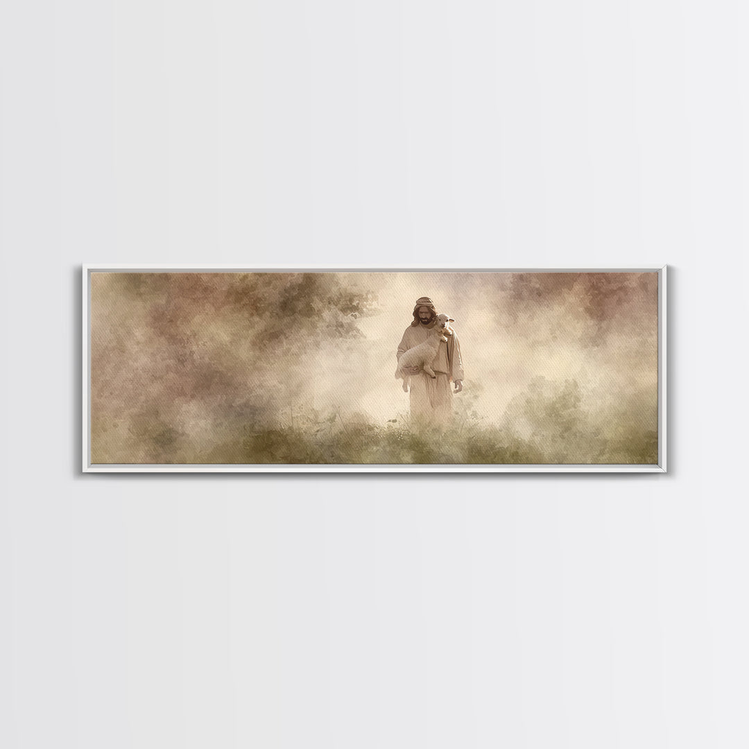 Cross Horizon Storm | Framed Canvas Print | Christian Wall Art | Christian Art Canvas | Panoramic Wall Art | Christian Gift