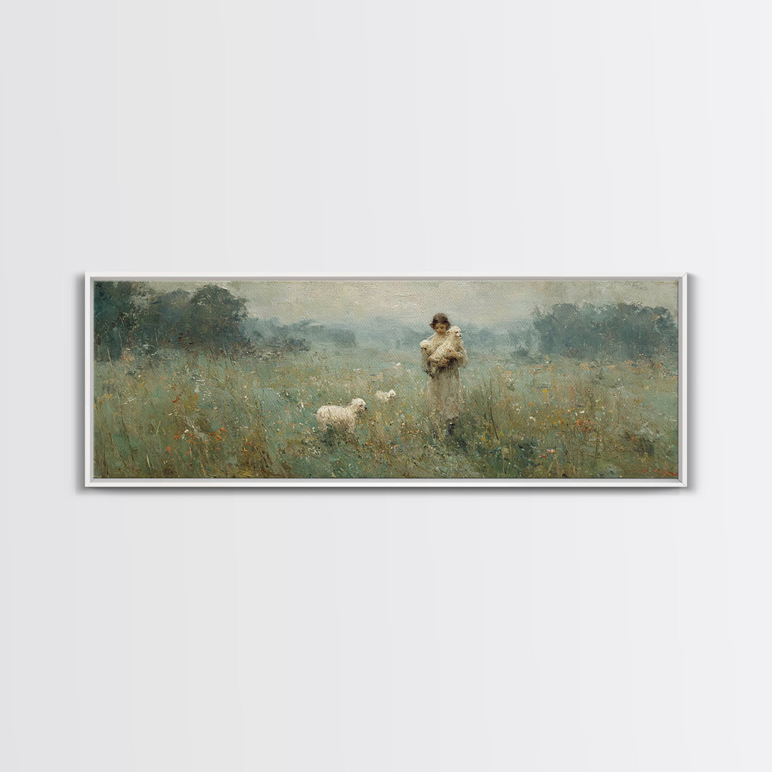 Field Of Compassion – Framed Canvas Print – Christian Art Canvas – Christian Christmas Art – Jesus Painting – Panoramic Frame – Christian D