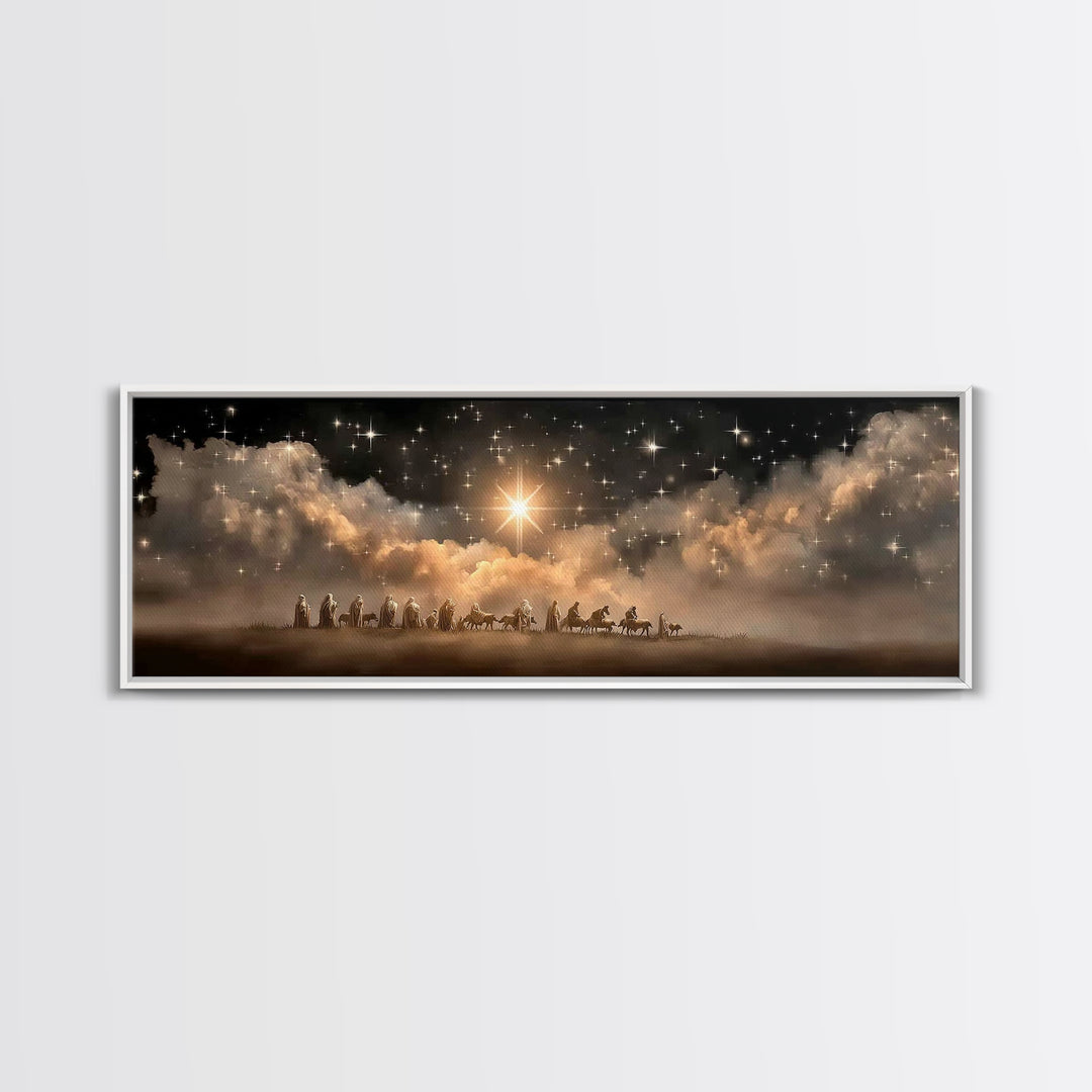 The Guiding Star – Framed Canvas Print – Christian Wall Art – Christmas Art – Panoramic Art – Christian Art Canvas – Jesus Christmas Art