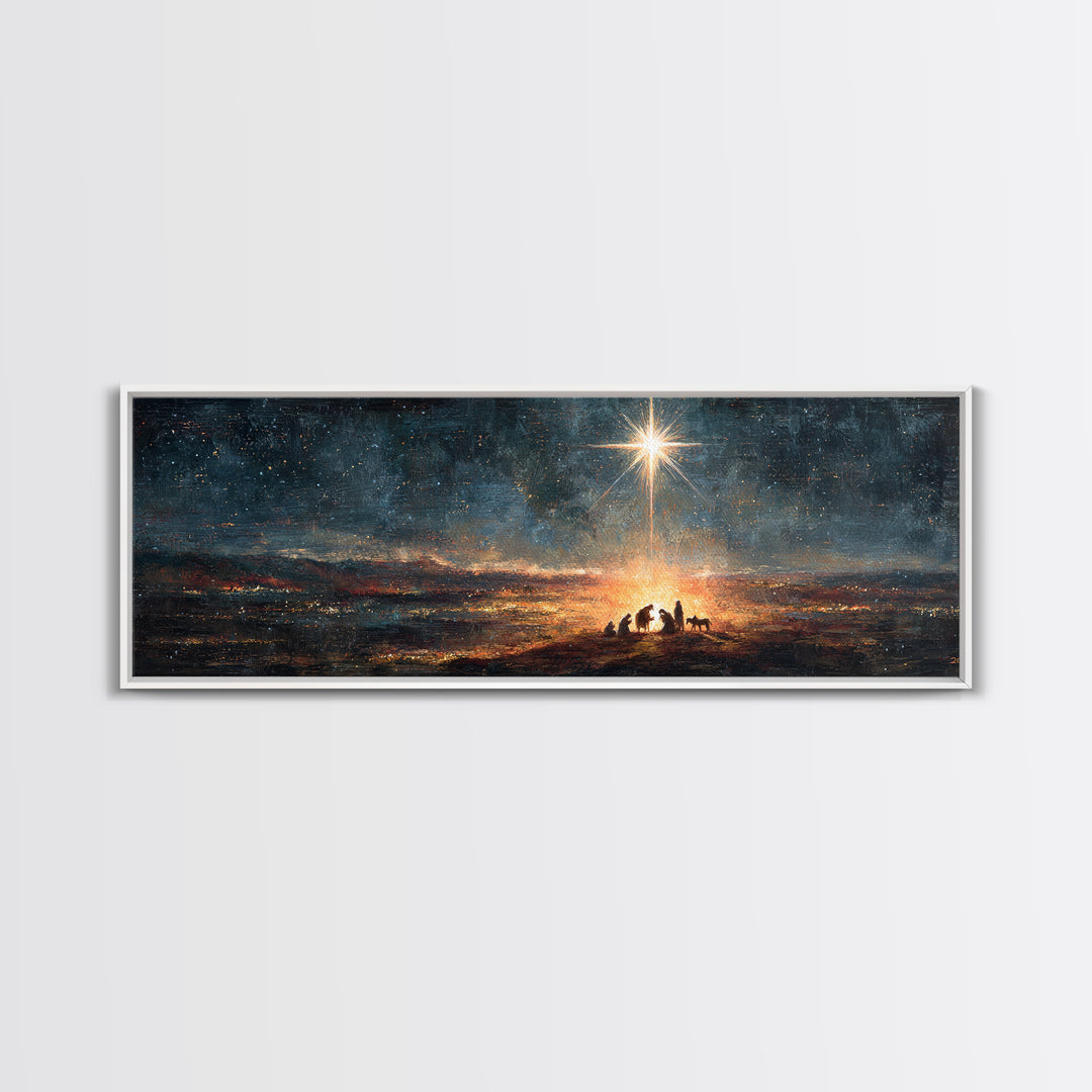 Bethlehem Night Sky | Framed Canvas Print | Christian Christmas Art | Panoramic Wall Art | Christian Decor | Christmas Canvas Wall Art | Ch