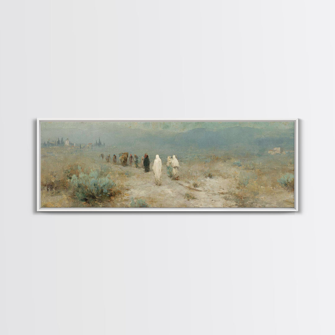 Wandering Saints Path – Framed Canvas Print – Christian Art Canvas – Panoramic Wall Art – Christian Decor – Christmas Art – Christian Paint