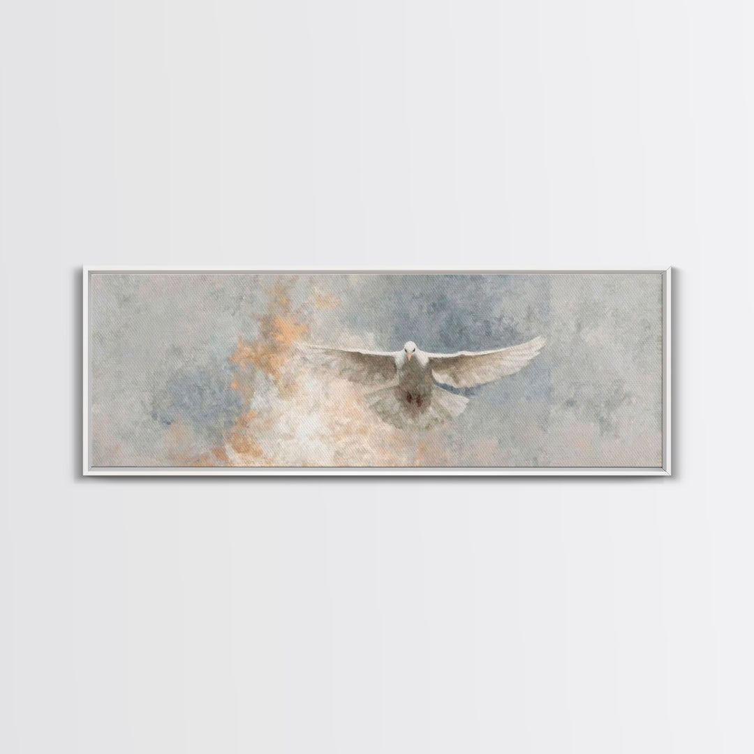Spirit Of Peace Flight, Framed Canvas Print, Christian Art Canvas, Panoramic Art, Christian Wall Art, Christian Decor, Christmas Art