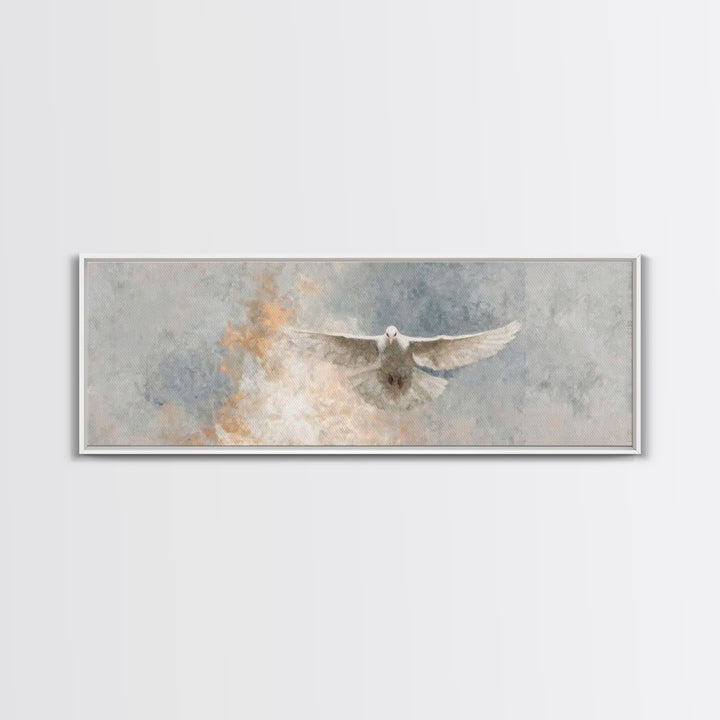 Spirit Of Peace Flight, Framed Canvas Print, Christian Art Canvas, Panoramic Art, Christian Wall Art, Christian Decor, Christmas Art