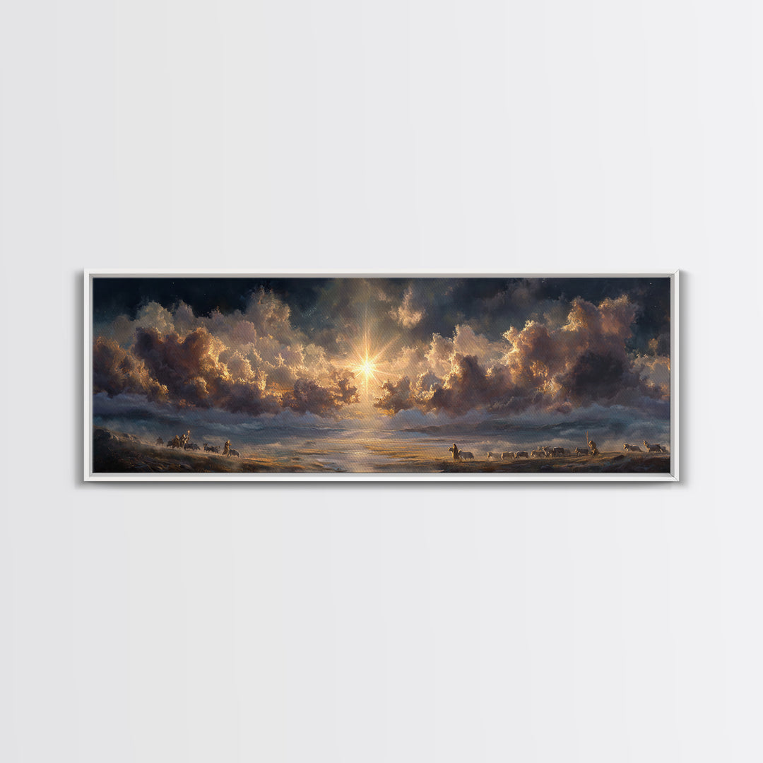 Radiant Bethel Star, Framed Canvas Print, Christian Art Print, Panoramic Print, Christmas Art, Christian Wall Art, Jesus Painting, Christia