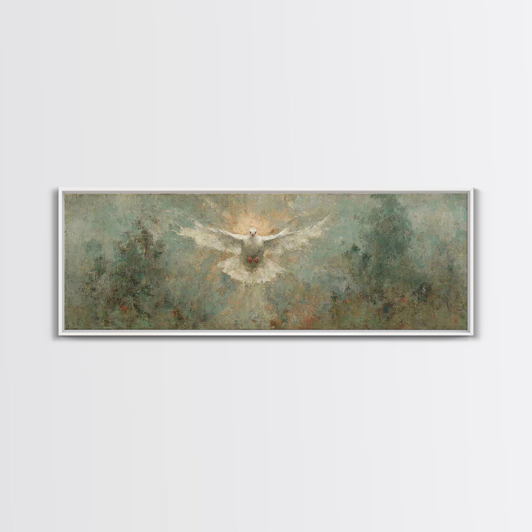 Glory Of The Spirit, Framed Canvas Print, Christian Wall Art, Panoramic Art, Christian Art Canvas, Christian Christmas Art, Christian Paint
