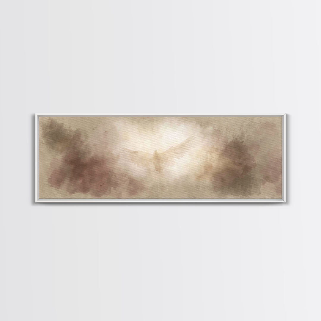 Holy Light Ascension | Framed Canvas Print | Christian Art | Panoramic Wall Art | Christian Canvas | Christmas Art | Christian Painting