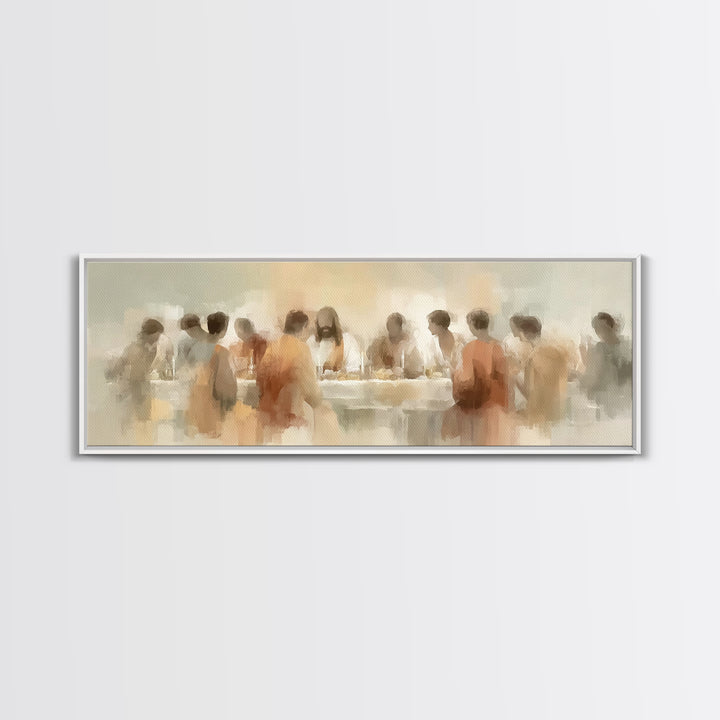 Evening Grace Table | Framed Canvas Print | Jesus Canvas Art | Christian Wall Art | Panoramic Wall Art | Christian Art Print