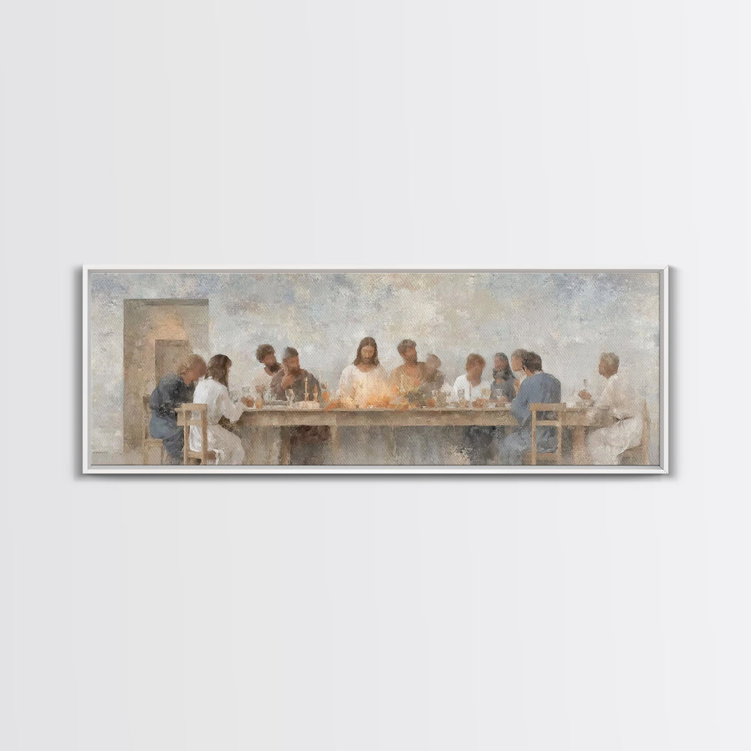 Sacred Table Harmony – Framed Canvas Print – Christian Wall Art – Panoramic Art – Christian Art Canvas – Jesus Painting