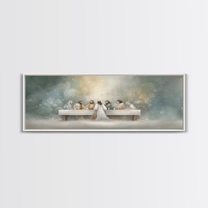 Heavenly Fellowship Light – Framed Canvas Print – Jesus Painting – Christian Art Canvas – Panoramic Art – Christian Wall Art