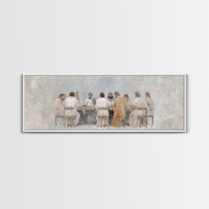 Angel Feast Serenity | Framed Canvas Print | Christian Art Canvas | Panoramic Print | Christian Wall Art | Jesus Painting