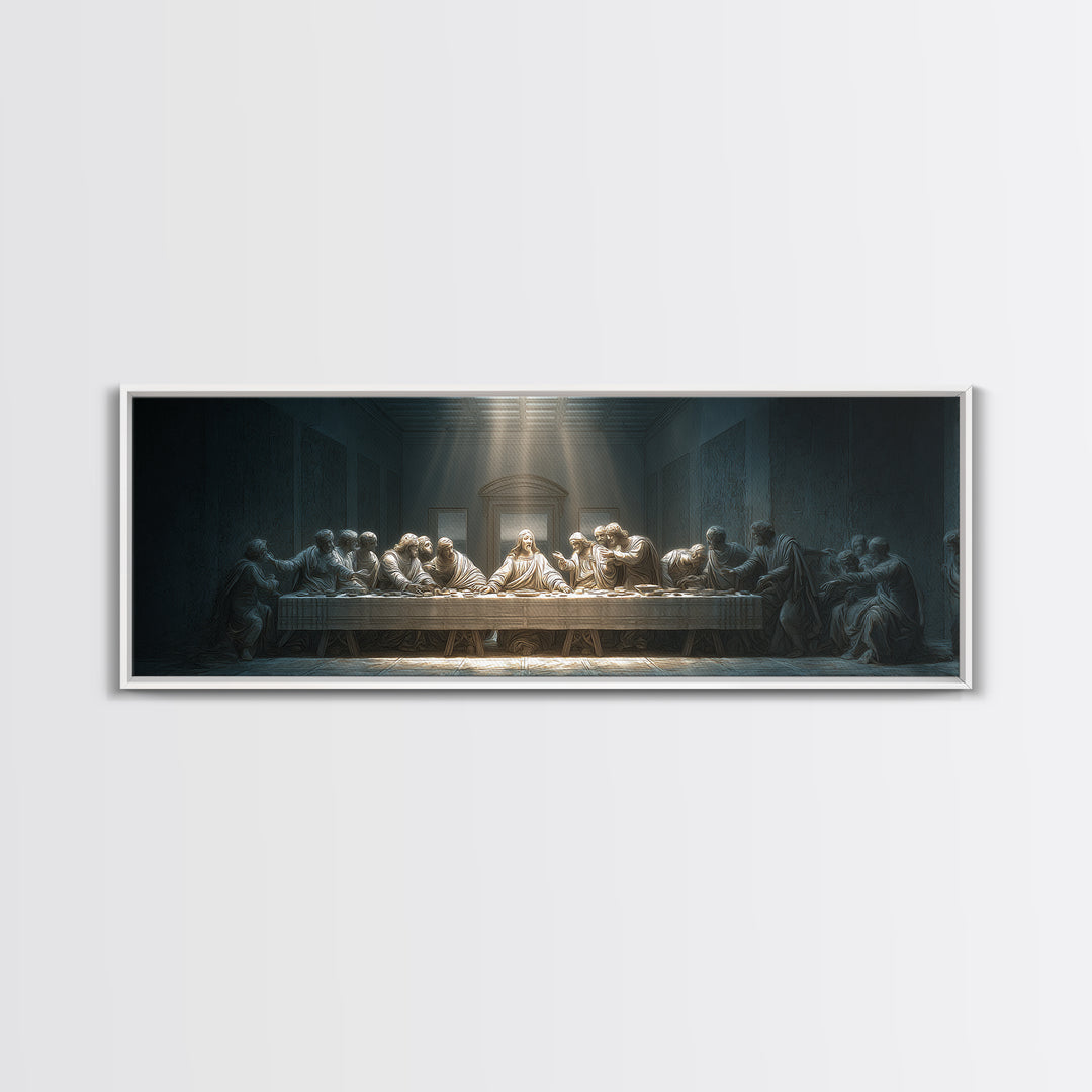 Quiet Covenant Moment, Framed Canvas Print, Panoramic Painting, Christian Art Canvas, Jesus Wall Art, Christian Art Print