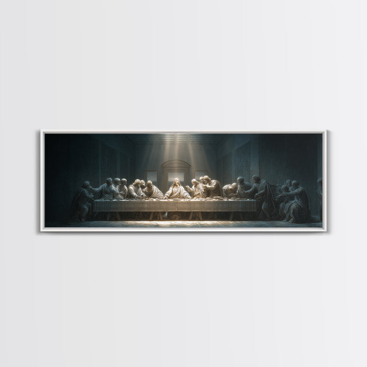 Quiet Covenant Moment, Framed Canvas Print, Panoramic Painting, Christian Art Canvas, Jesus Wall Art, Christian Art Print