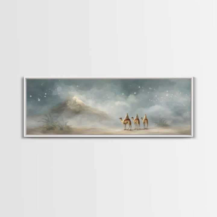 Journey Of Three | Framed Canvas Print | Christian Christmas Art | Panoramic Art | Christian Art Canvas | Christmas Wall Art | Christian Pa