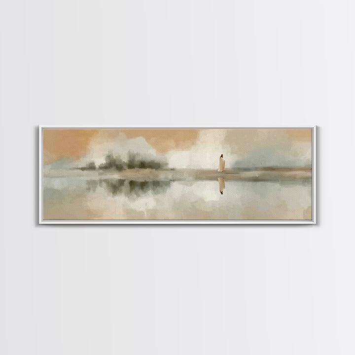 Evening Reflection Hope, Framed Canvas Print, Christian Art Canvas, Panoramic Wall Art, Jesus Painting, Christian Christmas Art, Christian