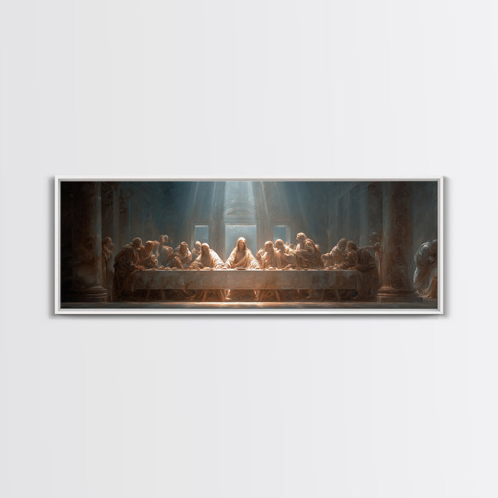Sacred Last Supper – Framed Canvas Print – Christian Wall Art – Jesus Painting – Panoramic Art – Christian Art Canvas – Christian Decor