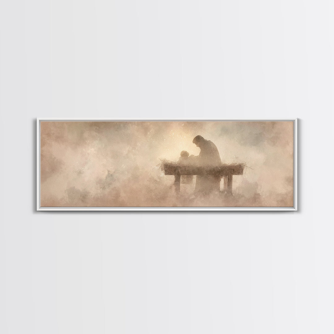 Divine Child Rest | Framed Canvas Print | Christian Wall Art | Panoramic Wall Art | Christian Art Canvas | Christmas Art | Jesus Painting