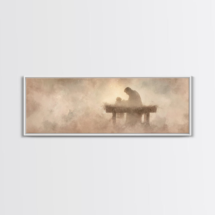 Divine Child Rest | Framed Canvas Print | Christian Wall Art | Panoramic Wall Art | Christian Art Canvas | Christmas Art | Jesus Painting