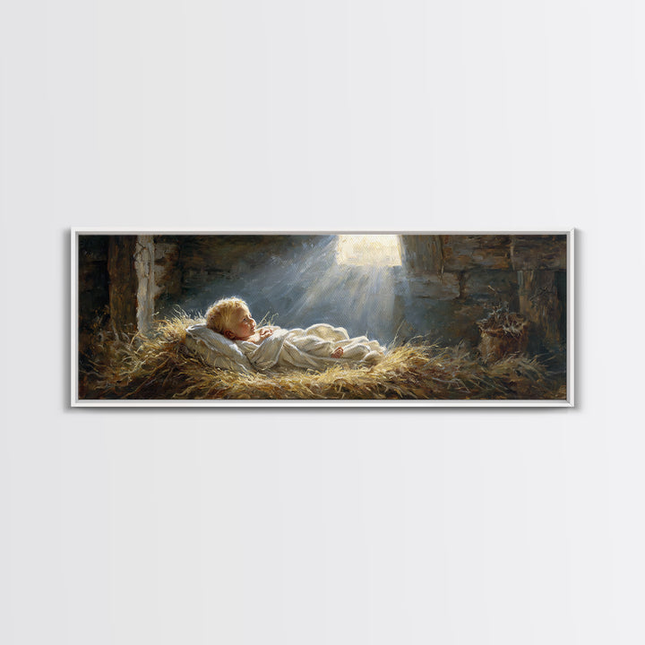 Light Of Bethlehem – Framed Canvas Print – Christian Wall Art – Panoramic Art – Christian Christmas Art – Jesus Painting – Christmas Canvas