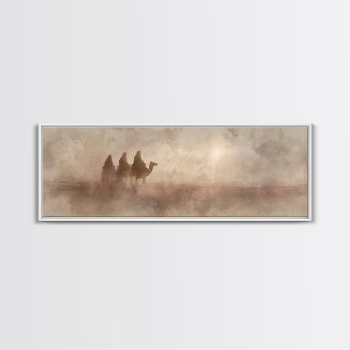 Journey Of Kings, Framed Canvas Print, Christian Art Canvas, Panoramic Wall Art, Christian Christmas Art, Jesus Painting, Christmas Decor