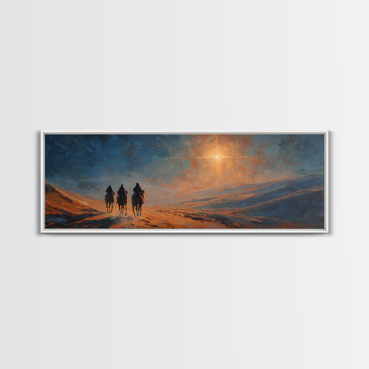 Three Kings Ascent | Framed Canvas Print | Christian Wall Art | Panoramic Art | Christian Art Canvas | Jesus Christmas Art | Christmas Deco
