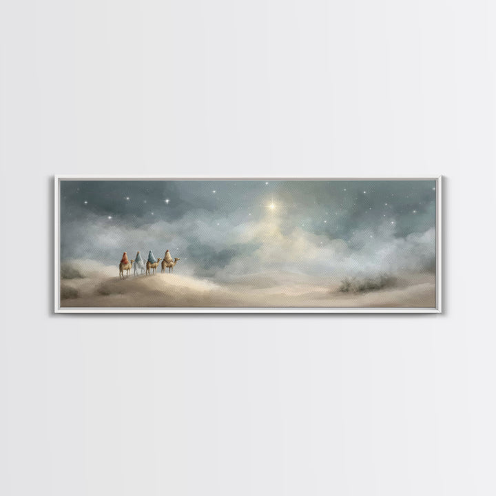 Journey of Light – Framed Canvas Print – Christian Art Canvas – Panoramic Painting – Christmas Wall Art – Christian Christmas Decor – Moder
