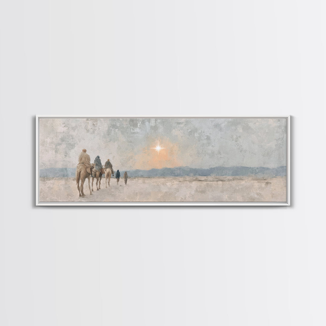 Celestial Promise, Framed Canvas Print, Christian Art Canvas, Panoramic Print, Christmas Art, Christian Decor for Home, Christian Christmas