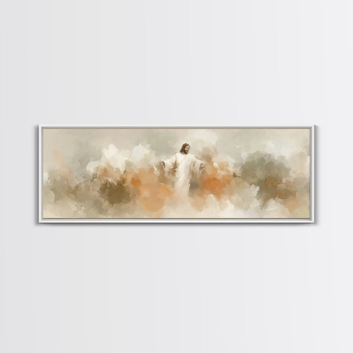 Heaven’s Embrace – Framed Canvas Print – Christian Wall Art – Panoramic Art – Christian Art Canvas – Jesus Painting – Christian Christmas A