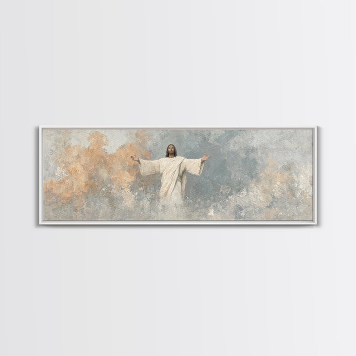 Light Of Mercy, Framed Canvas Print, Christian Art Canvas, Panoramic Wall Art, Modern Christian Art, Jesus Painting, Christian Wall Art