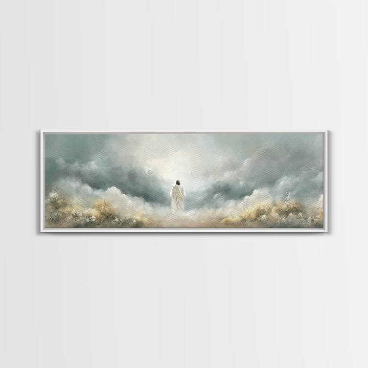 Heavenly Gathering | Framed Canvas Print | Christian Art Canvas | Panoramic Art | Christian Wall Art | Jesus Painting | Christian Art Print